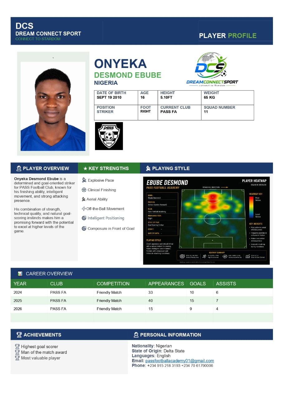 Onyeka Desmond Ebube player profile